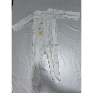 O2 Baby Organic Cotton Footed Sleeper White Zip Up Pajamas 3-6M NWT Blemish